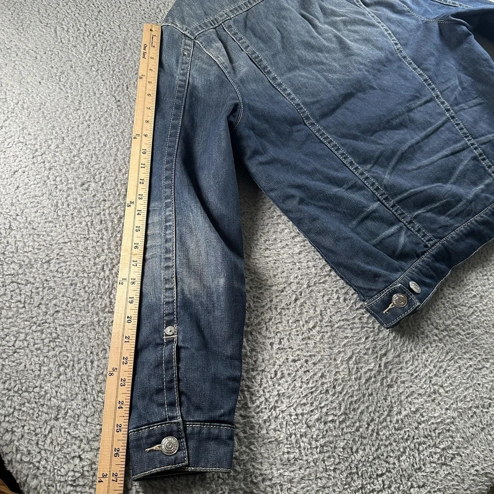 True Religion Section Trucker Jacket Mens XL Blue Sherpa Lined Denim Fleece
